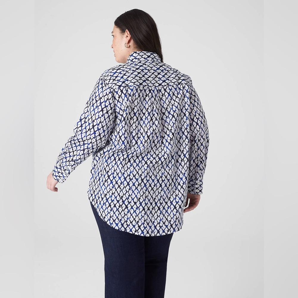 Lane Bryant Long-Sleeve Button-Down Soft Shirt in Shibori Diamond Size 18/20 - Picture 5 of 10